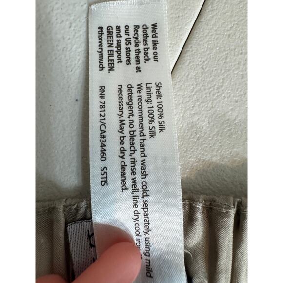 EIleen Fisher The Fisher Project skirt Taupe Mocha A line dyed Shibori silk  XL - Picture 6 of 7